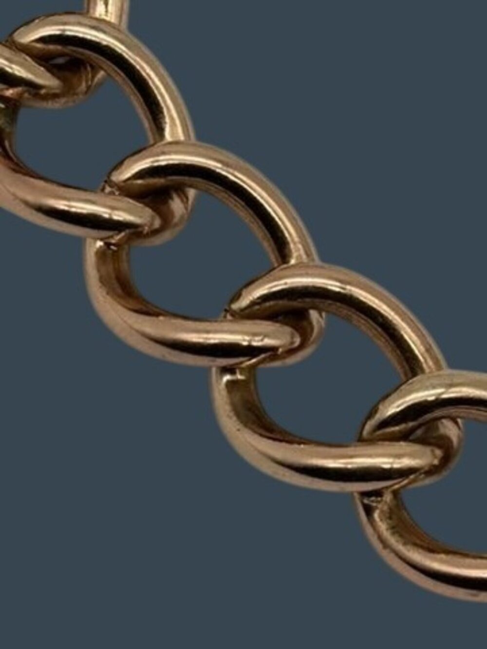 St. Thomas Necklace Chunky Large Rose Gold-Tone Curb Links Gray Cord, Adjustable - Picture 11 of 16
